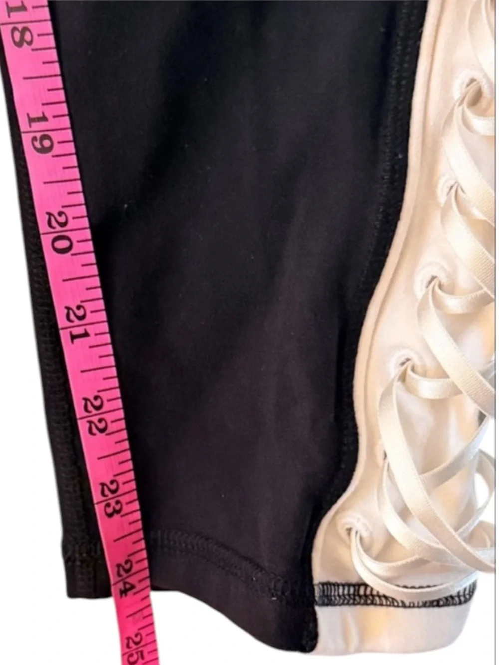 Msterial Girl Black White Colorblock Lace Up Yoga Leggings Size XL